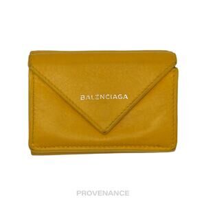 🔴 Balenciaga Papier Mini Wallet - Yellow Leather
